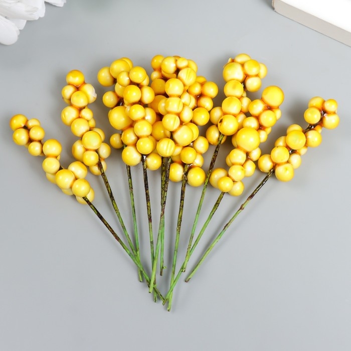 Декор для творчества Декор для творчества "Веточка с ягодами" жёлтый набор 10 шт 1х1х9 см