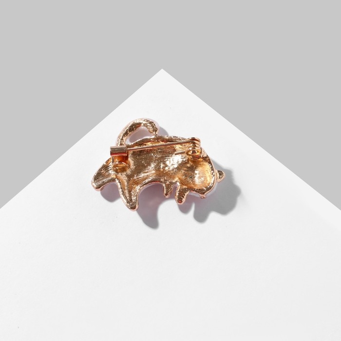 Брошь «Котик» полосатый, цвет бело-коричневый в золоте Брошь «Котик» полосатый, цвет бело-коричневый в золоте