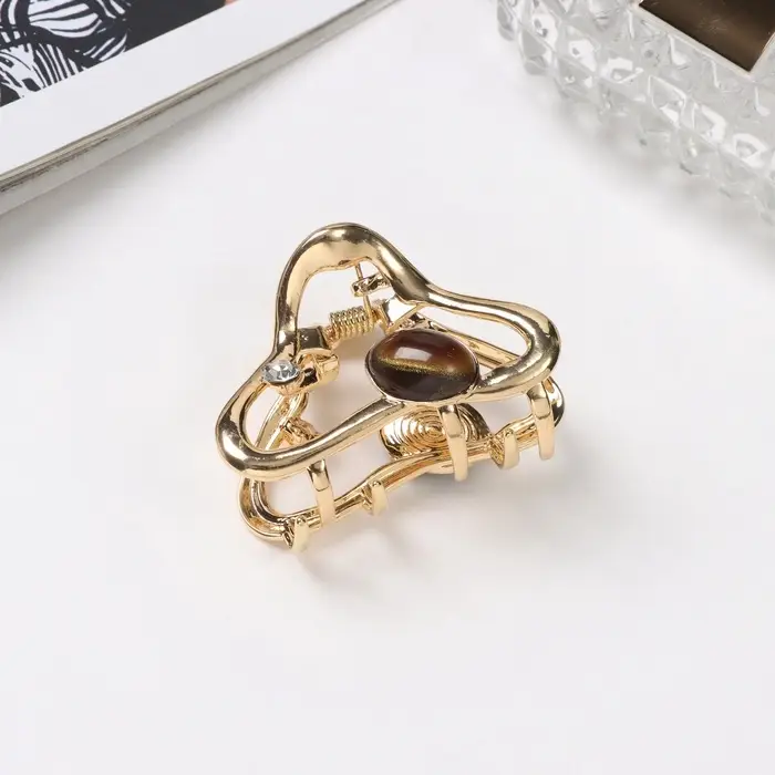 Крабик для волос &laquo;Эдисон&raquo;, изгиб, 4.5 см, золотистый