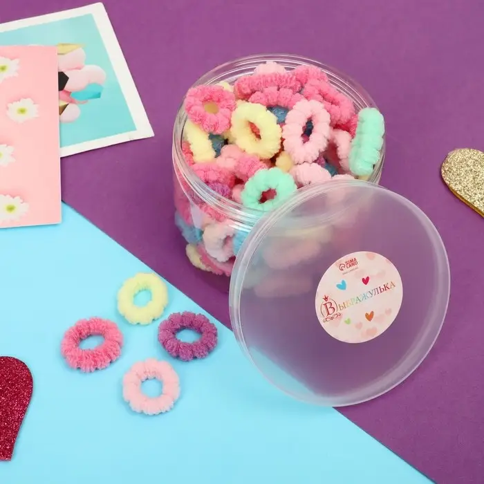 Резинка для волос "Крохотуля" (набор 100 шт) ассорти, 2 см