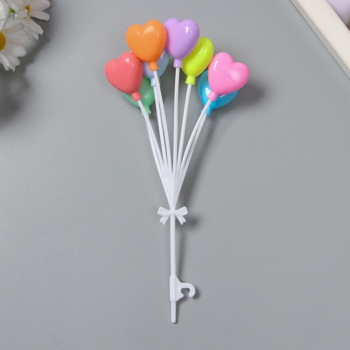 Декор для творчества пластик "Связка воздушных шаров-сердец" 8 шт набор 3 шт 16,6 см