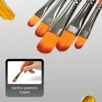 Набор кистей для рисования, синтетика, 5 штук: № 2, 4, 6, 8, 10, плоские, международный размер