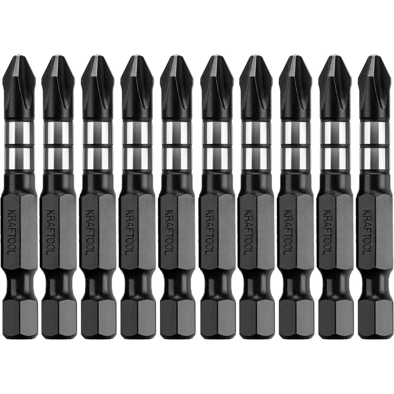 Бита KRAFTOOL Impact Pro PH2, 50мм, тип Е, 10шт/уп (26191-2-50-S10)
