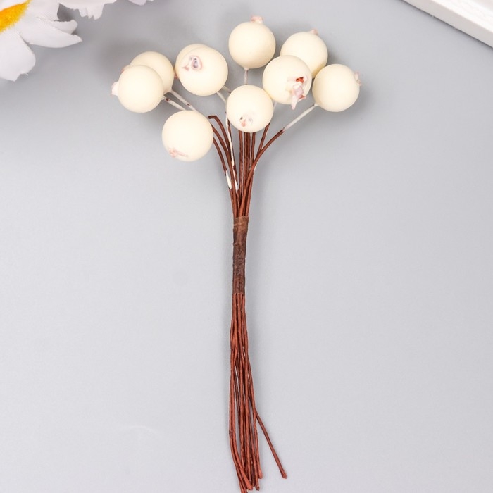 Декор для творчества Декор для творчества "Ягодки белые" 1 букет=10 ягод d=1 см 10 см