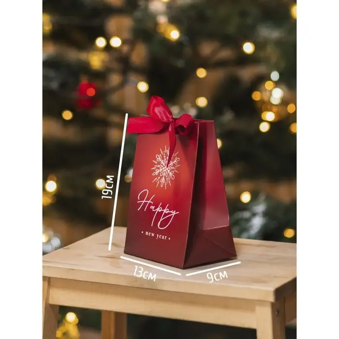 Пакет подарочный новогодний с лентой «Happy New Year», 13 х 19 х 9 см Пакет подарочный новогодний с лентой «Happy New Year», 13 х 19 х 9 см