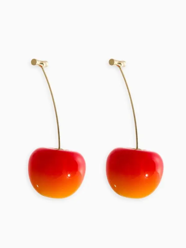 Серьги пластик &laquo;Ягодка&raquo;, вишня, красные в золоте