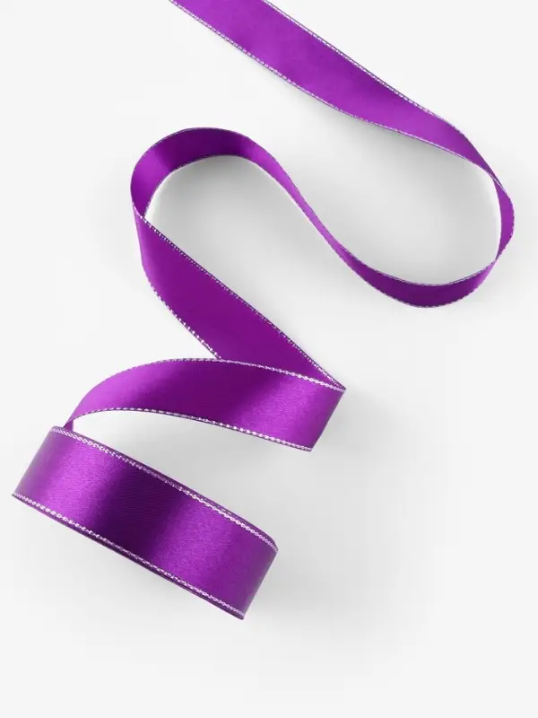 Лента атласная, с серебряным люрексом, 25 мм, 23&plusmn;1 м, фиолетовая №35