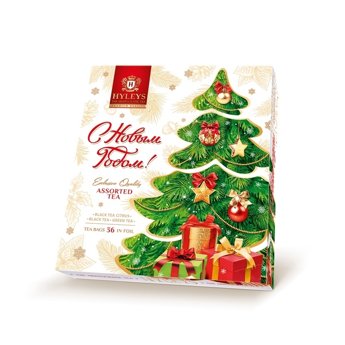 Чай  Чай "С Новым Годом!"  ассорти, фольга (Ёлка на светлом фоне), 36 п х 2 г
