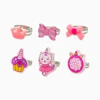 Кольца детские набор 6 шт. &laquo;Выбражулька&raquo; котик, единорог, форма МИКС, б-р, цвет фиолт-роз