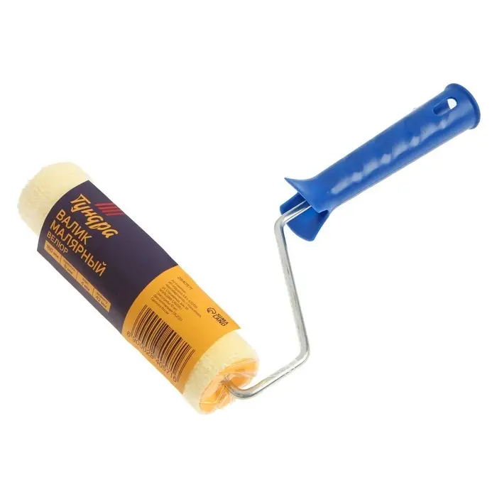 Валик ТУНДРА, велюр, 180 мм, рукоятка d=6 мм, d=42 мм, ворс 4 мм