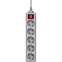 Сетевой фильтр Buro 500SL-5-G 5м (5 розеток) серый (пакет ПЭ)