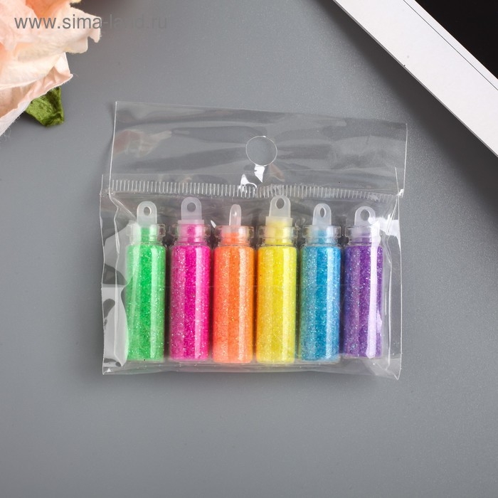 Глиттер набор 6 бутылочек Глиттер набор 6 бутылочек "Пастель", вес глиттера в 1 бут - 1,2 гр, цвет микс