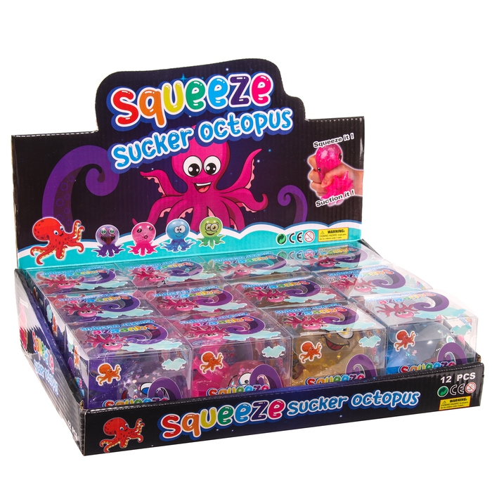 Мялка «Осьминожка» с водой, на присоске, виды МИКС Мялка «Осьминожка» с водой, на присоске, виды МИКС