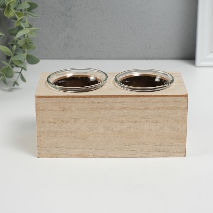 Подсвечник дерево на 2 свечи  Подсвечник дерево на 2 свечи "Домики" d=4 см 7,7х15,5х8 см