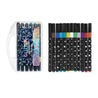 Фломастеры 12 цветов с блестками, в пластиковой коробке