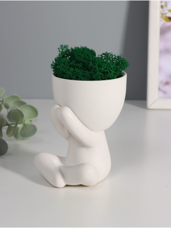 Кашпо керамика  Кашпо керамика "Мистер Грин" любитель тишины 10*7,5*8 см белый