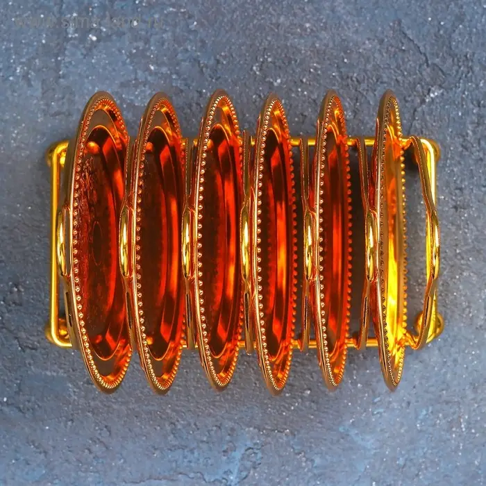 Набор блюдец &laquo;Золото&raquo;, d=10 см, 6 шт., на подставке, металл, золотистый