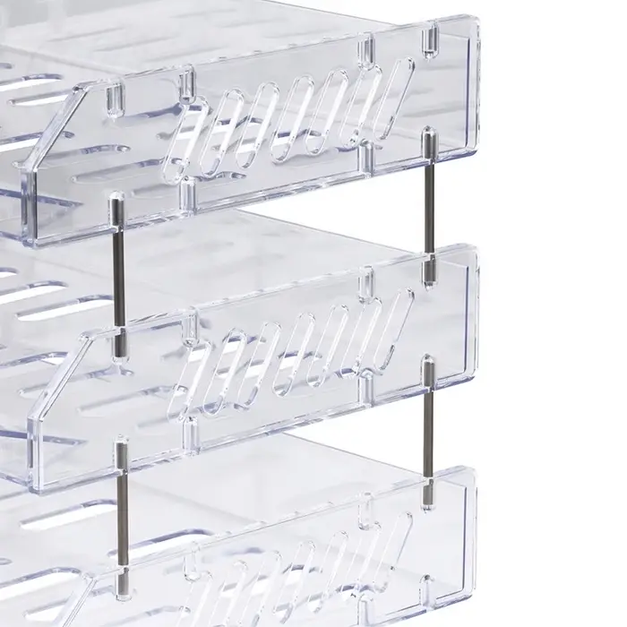 Набор лотков для бумаг &laquo;Сити&raquo;, А4, горизонтальный, на металлических стержнях, 3 отделения, прозрачный