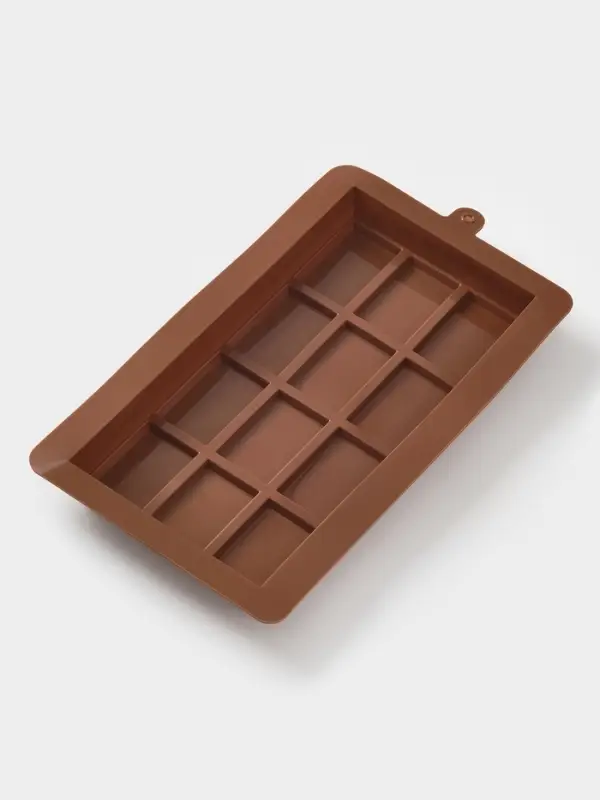 Форма для дубайского шоколада Форма для дубайского шоколада "Плитка" 25,5x15x2,5 см, цвет коричневый