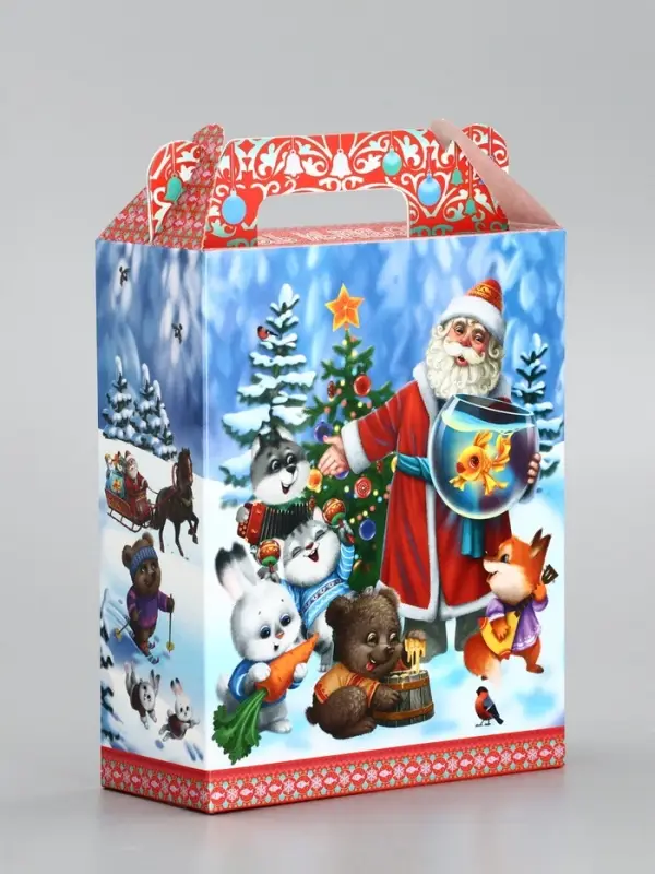 Подарочная коробка новогодняя «Золотая рыбка» 14×6×21 см Подарочная коробка новогодняя «Золотая рыбка» 14×6×21 см