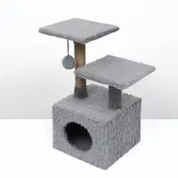 Домик-когтеточка, 53&times;35&times;65 см, квадратный, 2 уровня, серый