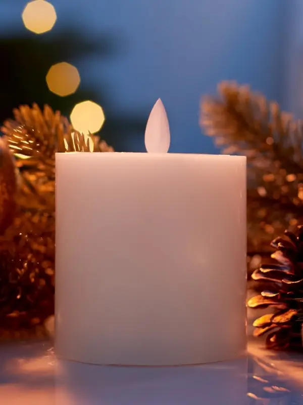 Светодиодная свеча восковая "Белая", 10x7 см, АААx3 (не в компл.), Т/БЕЛЫЙ