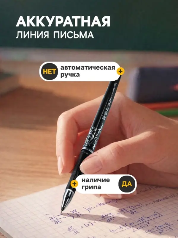 Стираемая ручка, гелевая, чёрный стержень, узел 0.5 мм