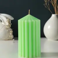 Свеча-цилиндр 7х14 см, 370 гр, рифлёная, мята Свеча-цилиндр 7х14 см, 370 гр, рифлёная, мята