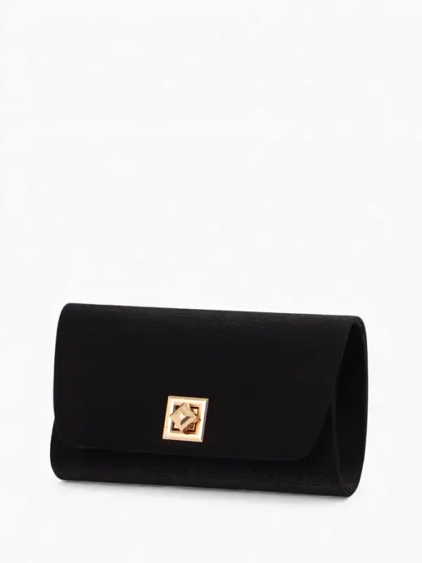 Сумка-клатч женская вечерняя на клапане, на длинной цепочке, однотонная, чёрная