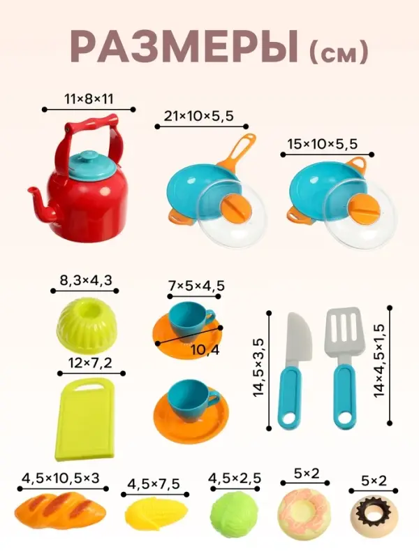 Игровой набор посуды и продуктов &laquo;Обед&raquo;, 18 предметов