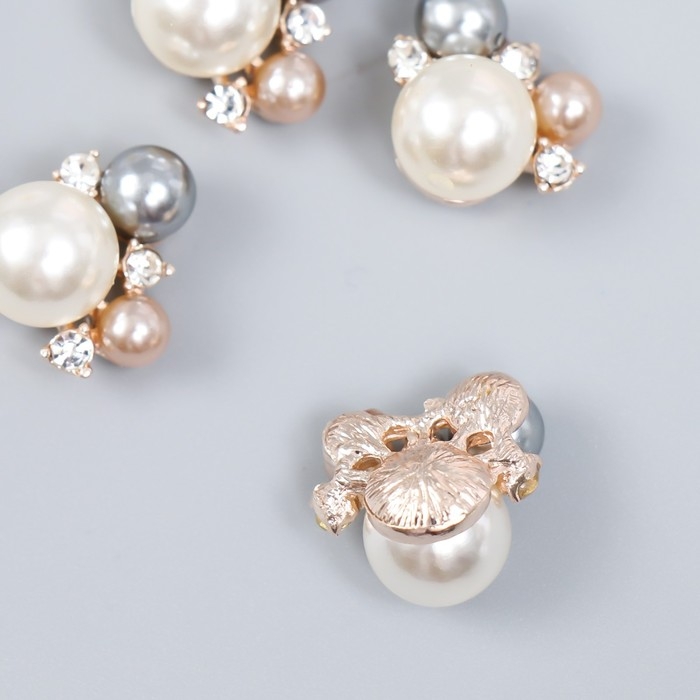 Декор для творчества металл, пластик Декор для творчества металл, пластик "Три жемчужинки" стразы набор 4 шт 2х1,7 см