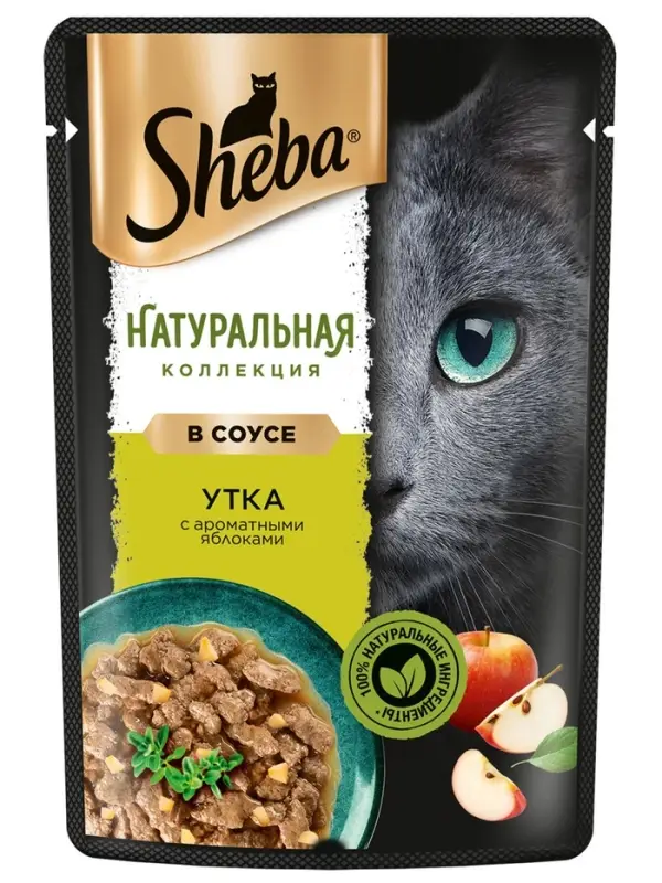 Влажный корм Sheba Natures для кошек, пауч, утка/яблочное рагу, 75 г