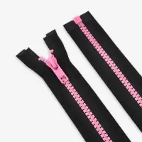 Молния &laquo;Трактор&raquo;, №5, разъёмная, замок автомат, 50 см, чёрная, розовая