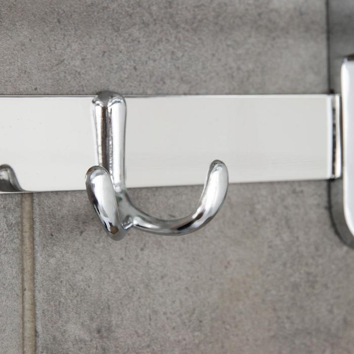 Полка откидная с держателем полотенец, 4 двойных крючка, 59,5×26×14 см, цвет хром Полка откидная с держателем полотенец, 4 двойных крючка, 59,5×26×14 см, цвет хром