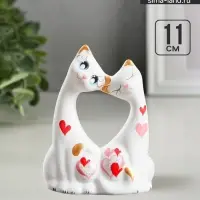 Фигурка керамика &laquo;Коты влюбленные&raquo;, белые, 5&times;9&times;11 см