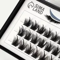 Набор накладных ресниц &laquo;Глаза из аниме&raquo;, пучки, 10, 12, 14 мм, чёрные