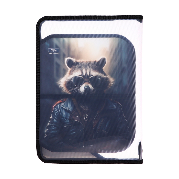 Папка для труда А4, 325 х 230 х 25 мм, молния вокруг, откидная планка, пластиковая, ПТР-1, Calligrata  Папка для труда А4, 325 х 230 х 25 мм, молния вокруг, откидная планка, пластиковая, ПТР-1, Calligrata "Енот"