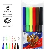 Фломастеры 6 цветов, вентилируемый колпачок &laquo;Герб&raquo;