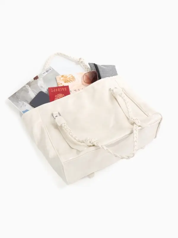 Сумка - шоппер женская на молнии, 44&times;10&times;29 см, однотонная, белая