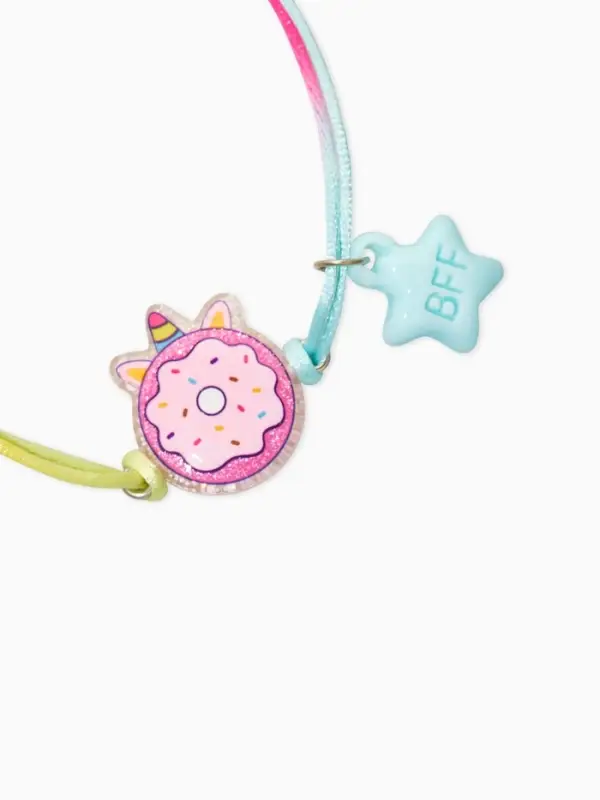 Браслеты детские парные "Выбражулька" неразлучники, пончик, единорог, звезды, разноцветный   1093717