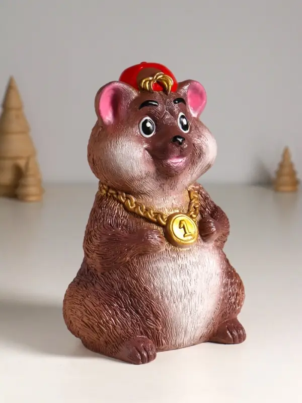 Копилка Копилка "Хомяк в кепке" 20 см, коричневый