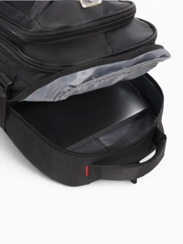 Рюкзак школьный из текстиля на молнии, 5 карманов, цвет чёрный/серый