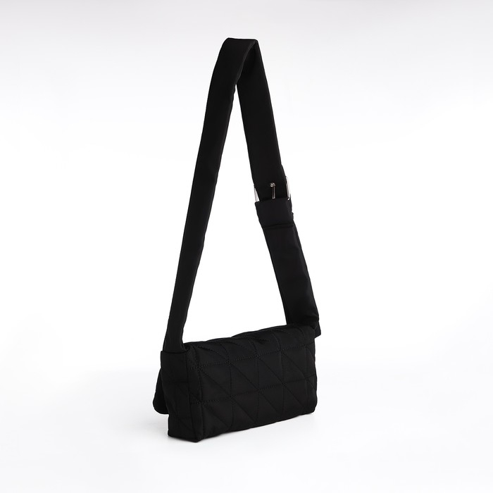 Сумка женская стеганная на плечо, отдел на молнии, 25х14х6 см, цвет чёрный Сумка женская стеганная на плечо, отдел на молнии, 25х14х6 см, цвет чёрный