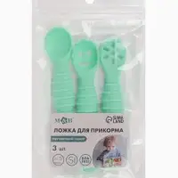 Ложка детская для прикорма, силикон, набор 3 шт., мятный M&B