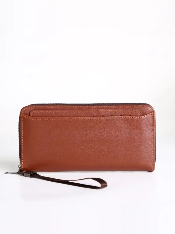 Портмоне-клатч мужской на молнии, с картхолдером, рыжее