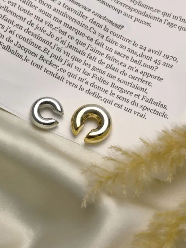 Серьги &laquo;Каффы&raquo;, набор 2 шт. бублики, цвет серебро с золотом