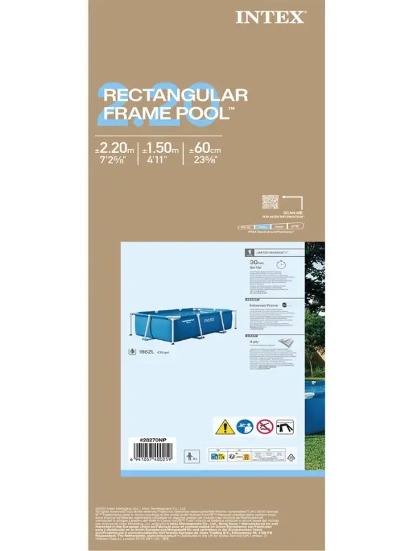 Бассейн каркасный INTEX Frame Set 28270NP, 220&times;150&times;60 см, от 6 лет, прямоугольный