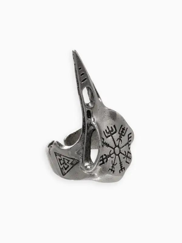 Кольцо &laquo;Коготь&raquo;, череп хищника, цвет чернёное серебро, безразмерное