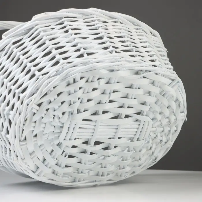 Корзина плетёная для хранения, лоза, овальная, с ручкой, белая, набор 4 шт.