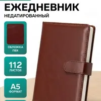 Ежедневник недатированный А5, 112 листов, в линейку, с ручкой, подарочная коробка, коричневый